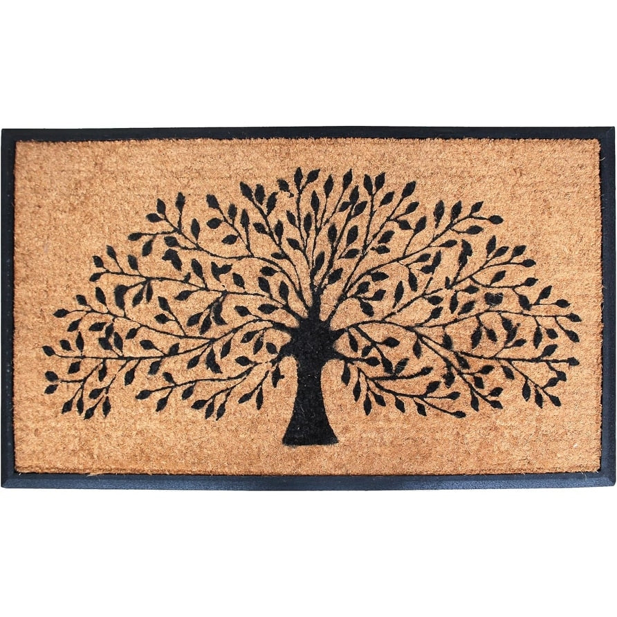 Hand Crafted Molded Rubber Coir Tree Double Door Mat 26 X 311