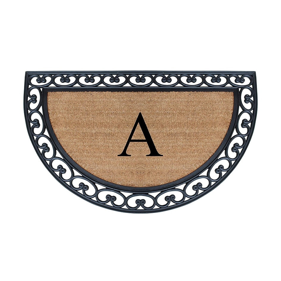 A1Hc Half Round Rubber And Coir 30 X 48 Classic Black Double Doormat