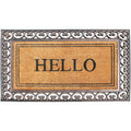 A1Hc Hello Rubber And Coir Classic Paisley Border Extra Large Double Doormat 30 X48
