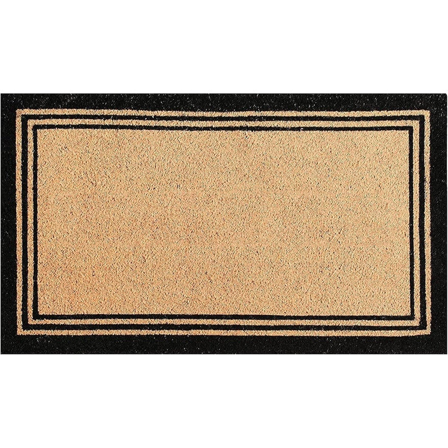 A1Hc Natural Coir Doormat With Classic Border Heavy Duty Pvc Backing 0.75 Inch Pile Height Boot Scrapper Outdoor Doormat