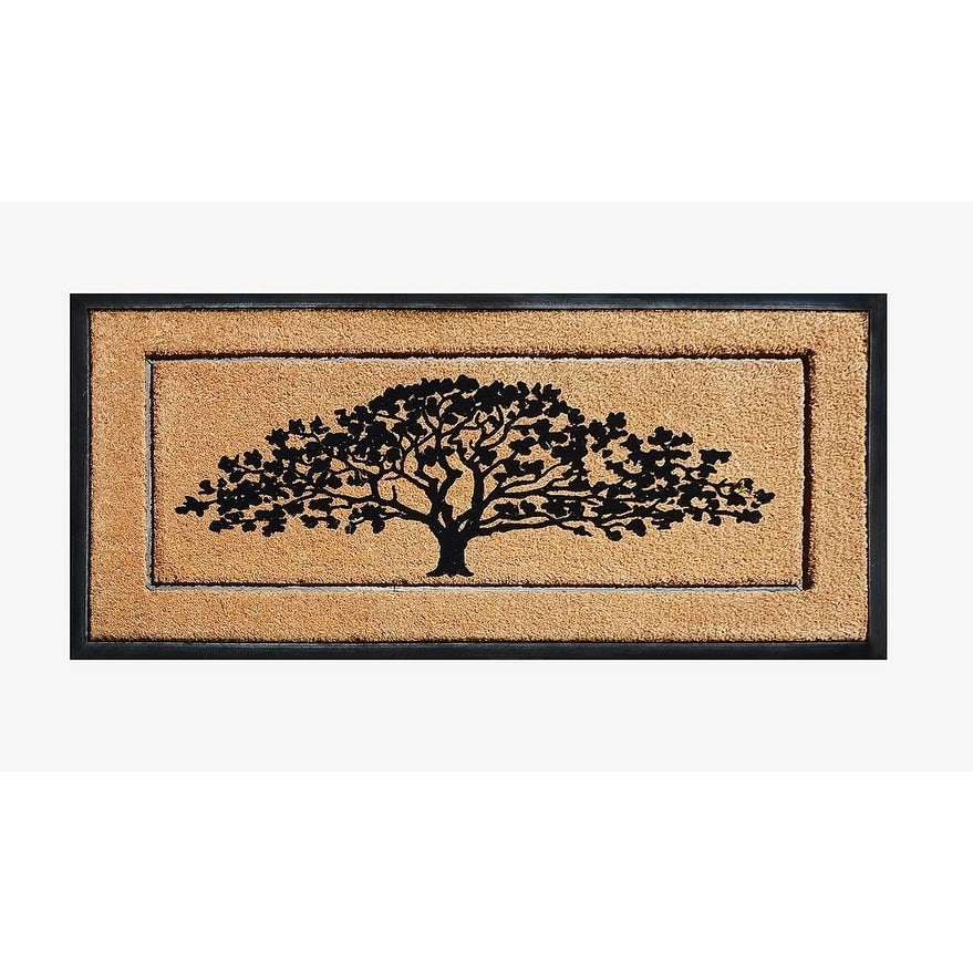 A1Hc First Impression Hand Crafted Rubber Coir Life Of Tree Double Door Mat 16 X48