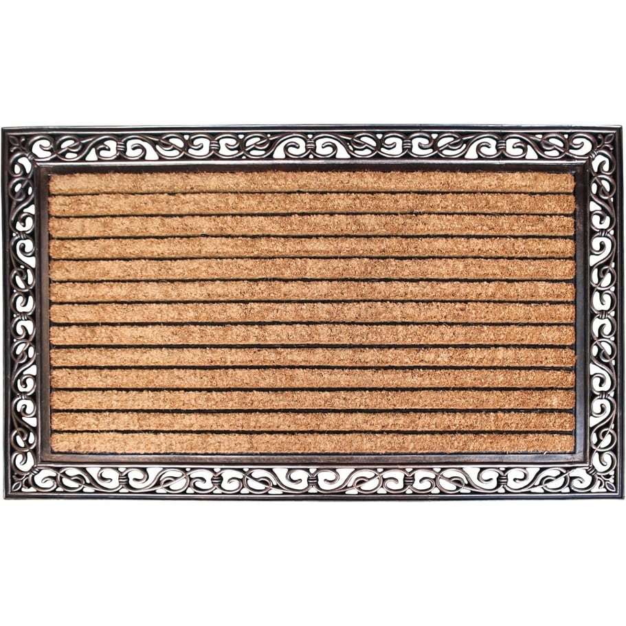 Rubber And Coir Molded Hand Finished Large Double Door Mat Striped Coir 26 X 4