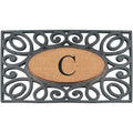 Hand Crafted Large Elegant Circles Rubber And Coir Monogrammed Doormat 111 X 32