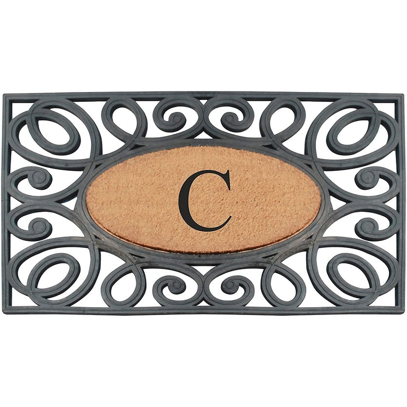 Hand Crafted Large Elegant Circles Rubber And Coir Monogrammed Doormat 111 X 32