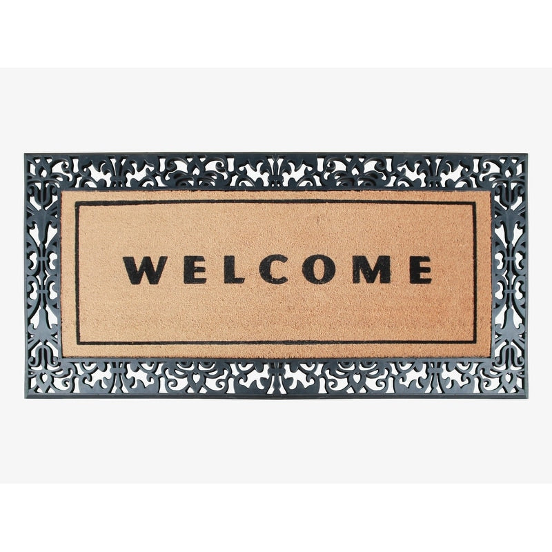 A1Hc First Impression Welcome Rubber And Coir 30 X 60 Black Beige Heavy Duty Extra Large Size Doormat 30 X 60