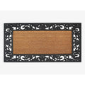 A1Hc Plain Floral Border Rubber And Coir Large Heavy Duty Outdoor Doormat 23 X38 Black 23 X38