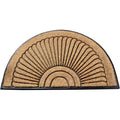 A1Hc First Impressions Sunburst Half Moon Tapered Edge Rubber Coir Double Doormat 26 X 4