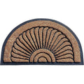 A1Hc First Impression Unique Sunburst Tapered Edge Black Brown Rubber And Coir Half Moon Large Double Doormat 3 X 6