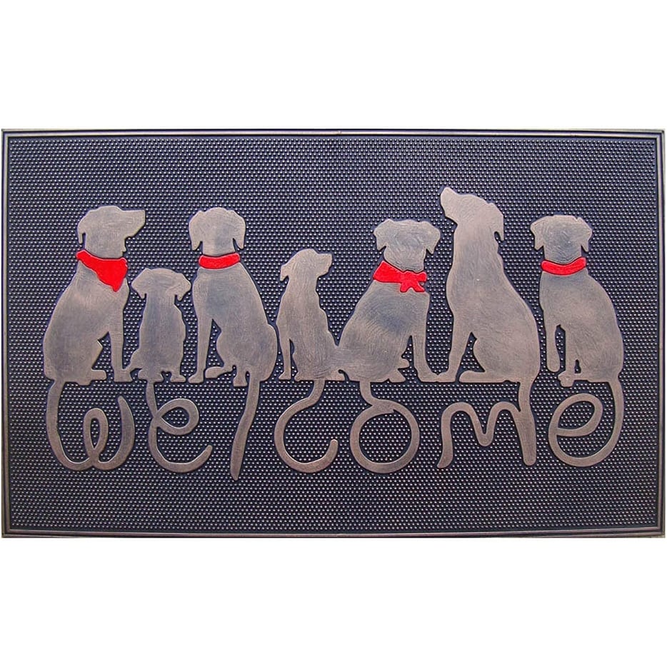 Rubber Dog Tail Welcome Doormat 16 X 26