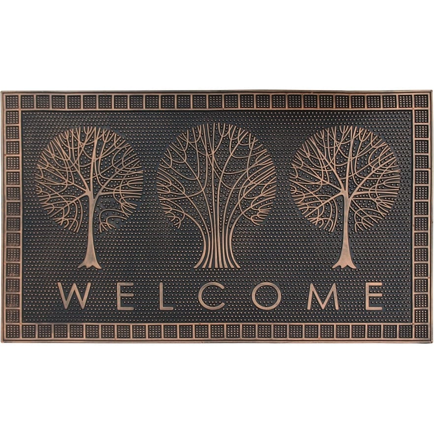 A1Hc First Impression Welcome Trees Rubber Pin Mat Beautifully Copper Finished 18 X 30