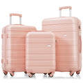 Abs Hardshell Luggage Set 3 Piece With Spinner Wheels And Tsa Lock