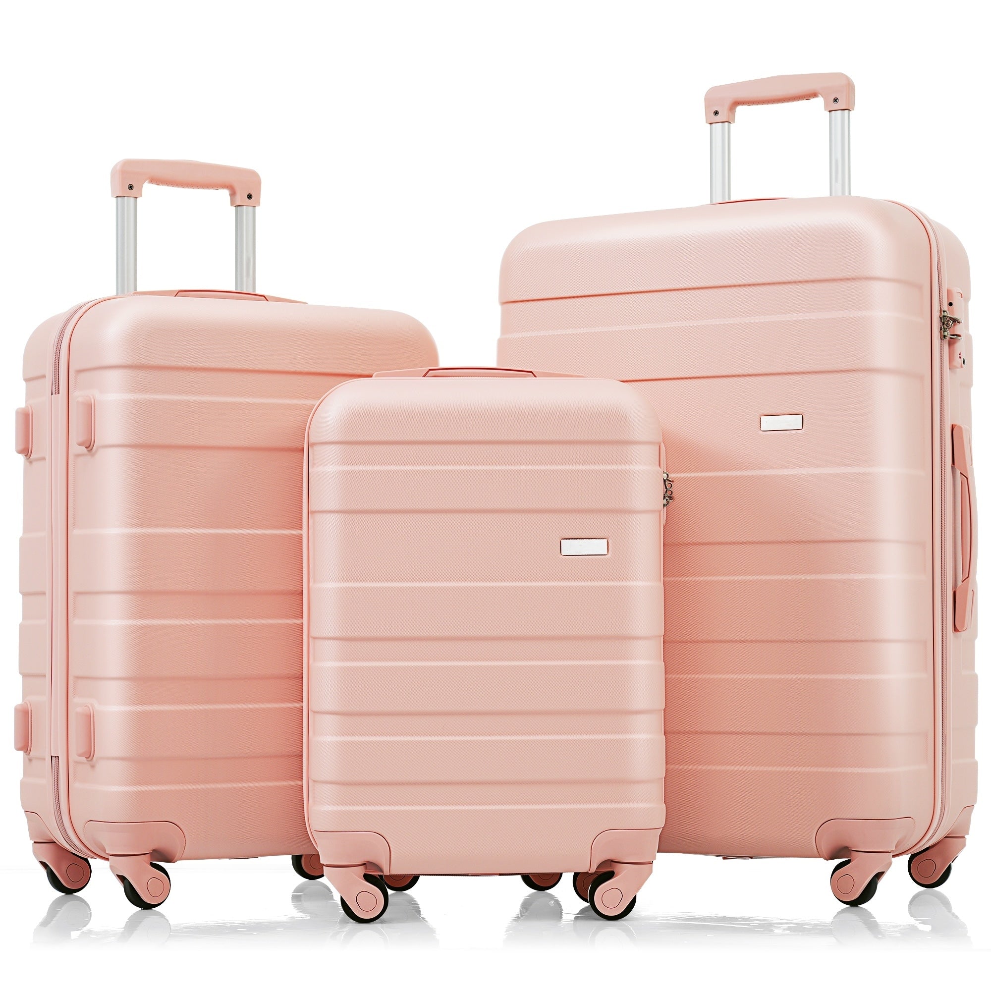 Abs Hardshell Luggage Set 3 Piece With Spinner Wheels And Tsa Lock
