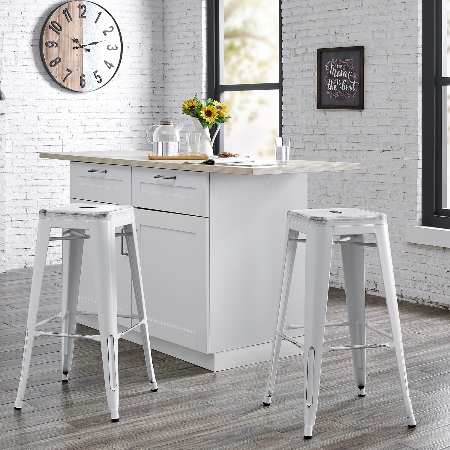 Carbon Loft Fowler Steel 30 Inch Backless Bar Stool Set Of 2