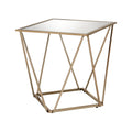 Acme Fogya End Table In Mirrored And Champagne Gold Finish