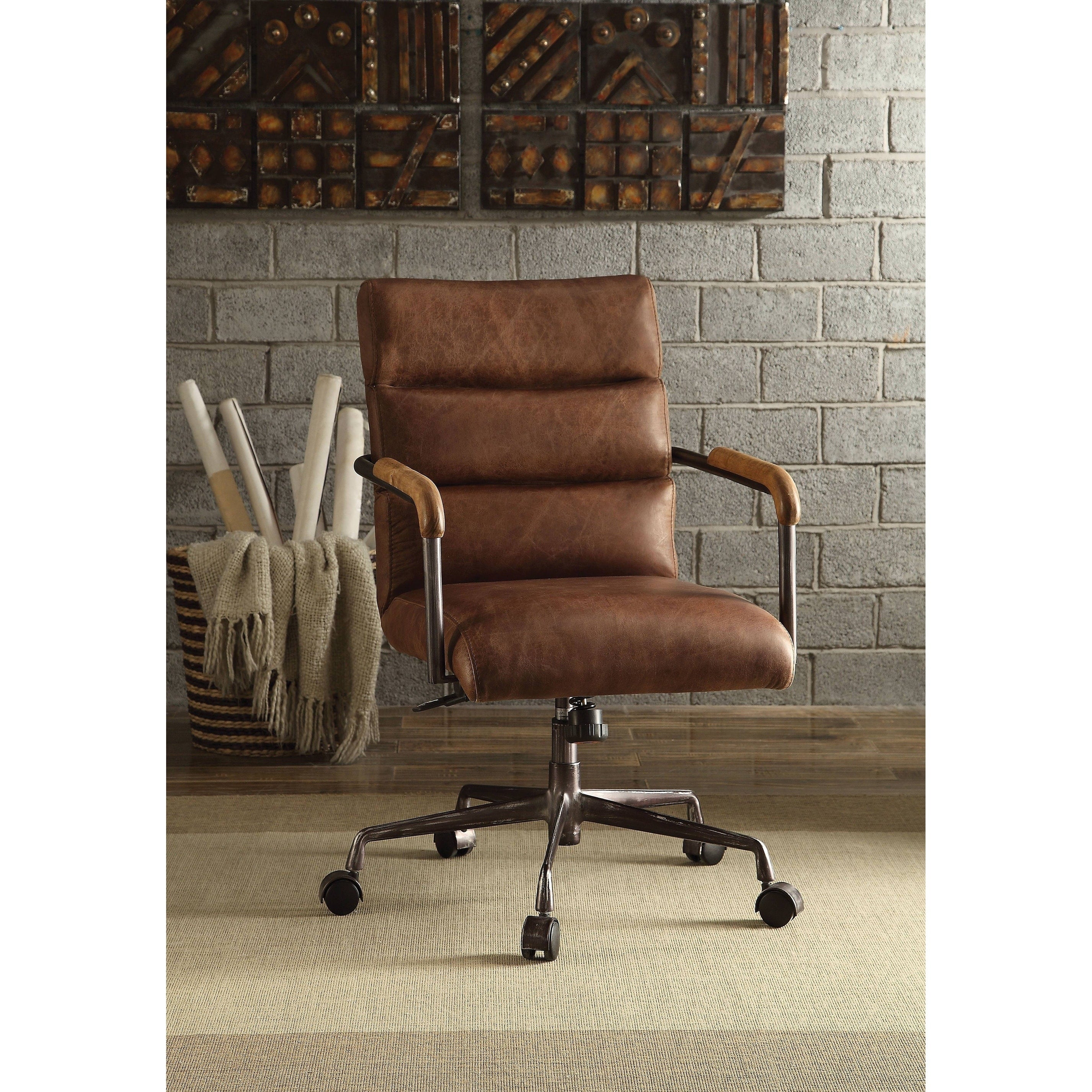 Acme Harith Executive Office Chair Retro Brown Top Grain Leather