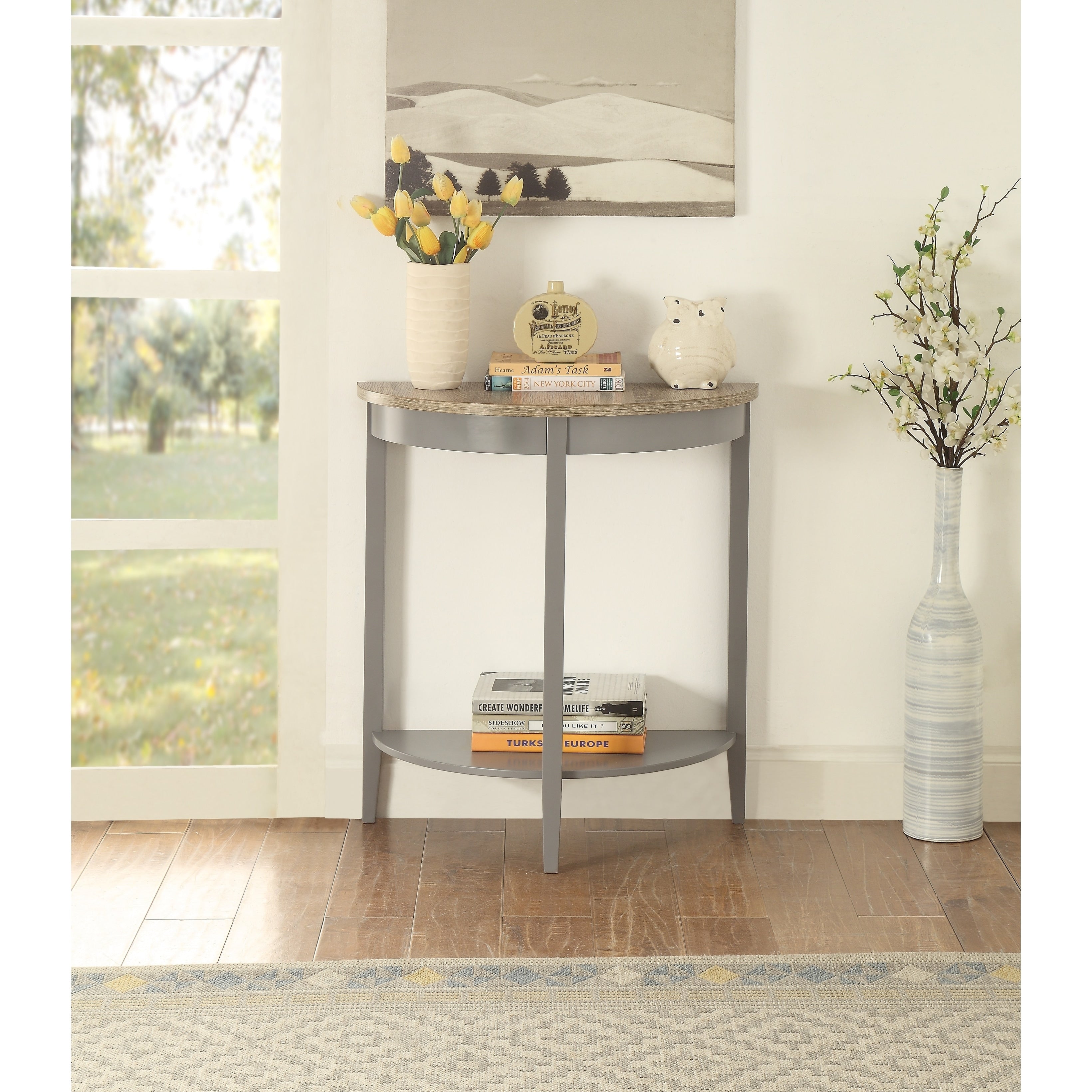 Acme Joey Console Table In Gray Oak And Gray
