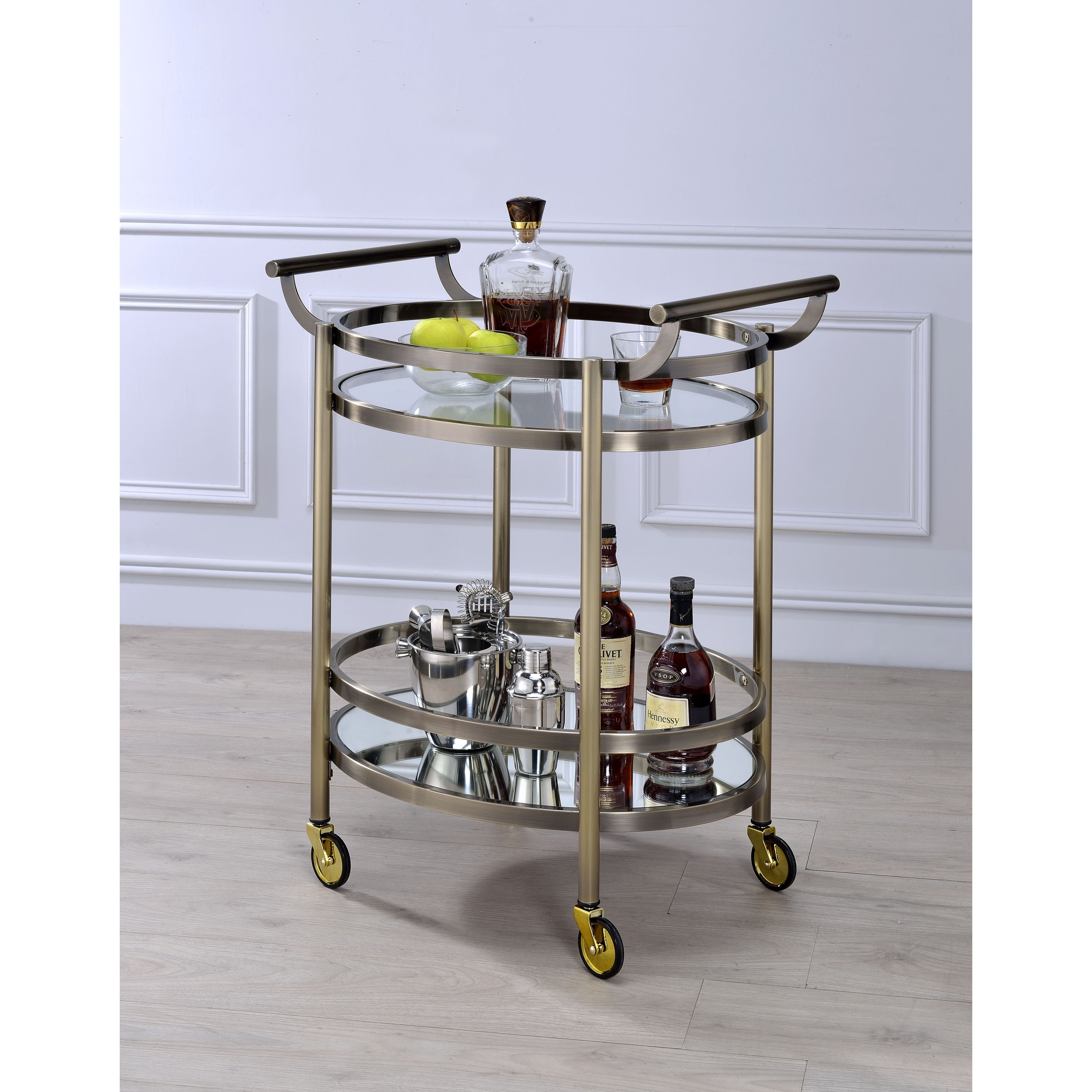 Acme Lakelyn Glass Serving Cart In Multicolor