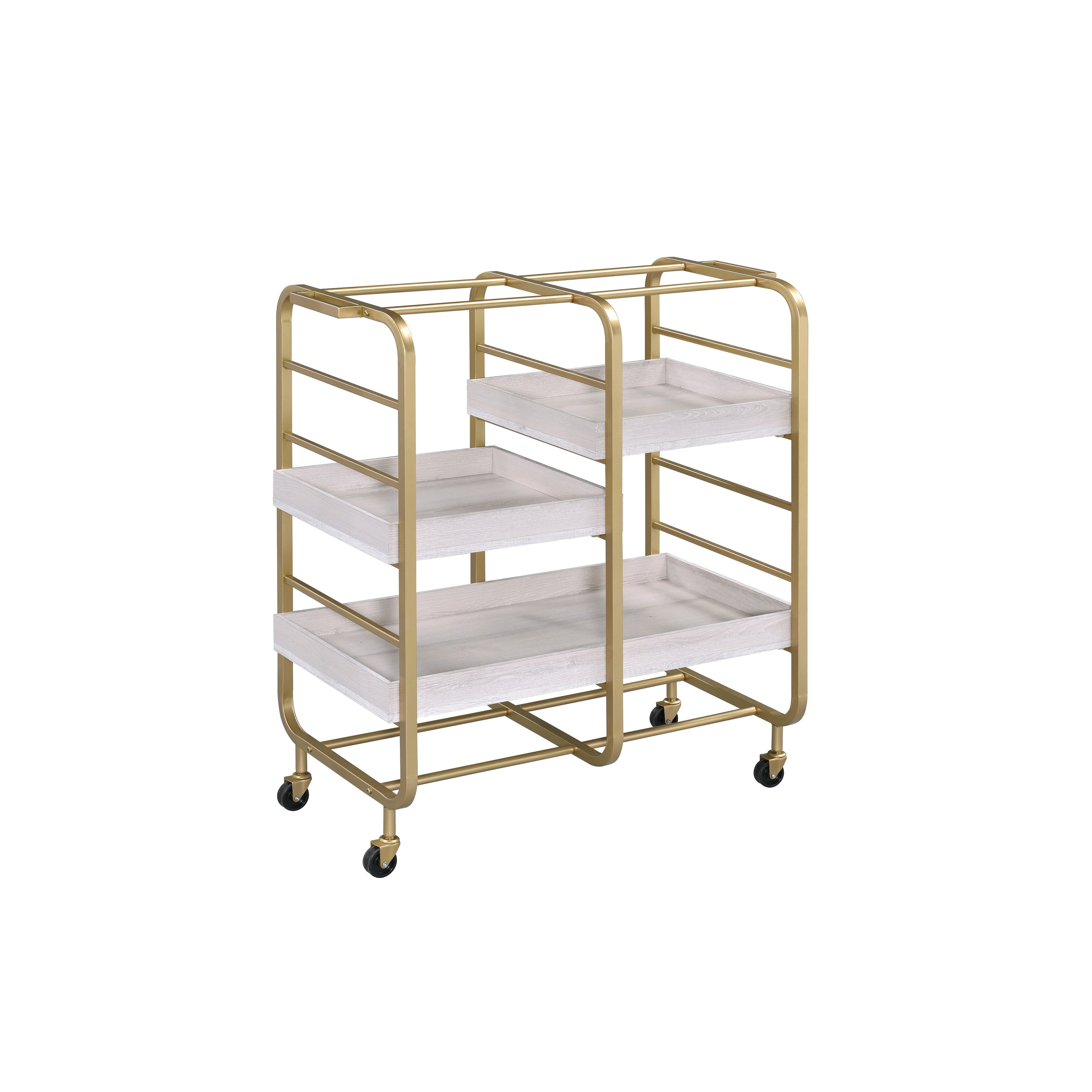 Acme Vorrik Serving Cart In Gold White Washed