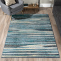 Addison Blair Abstract Striped Blue Beige Area Rug 33 X51