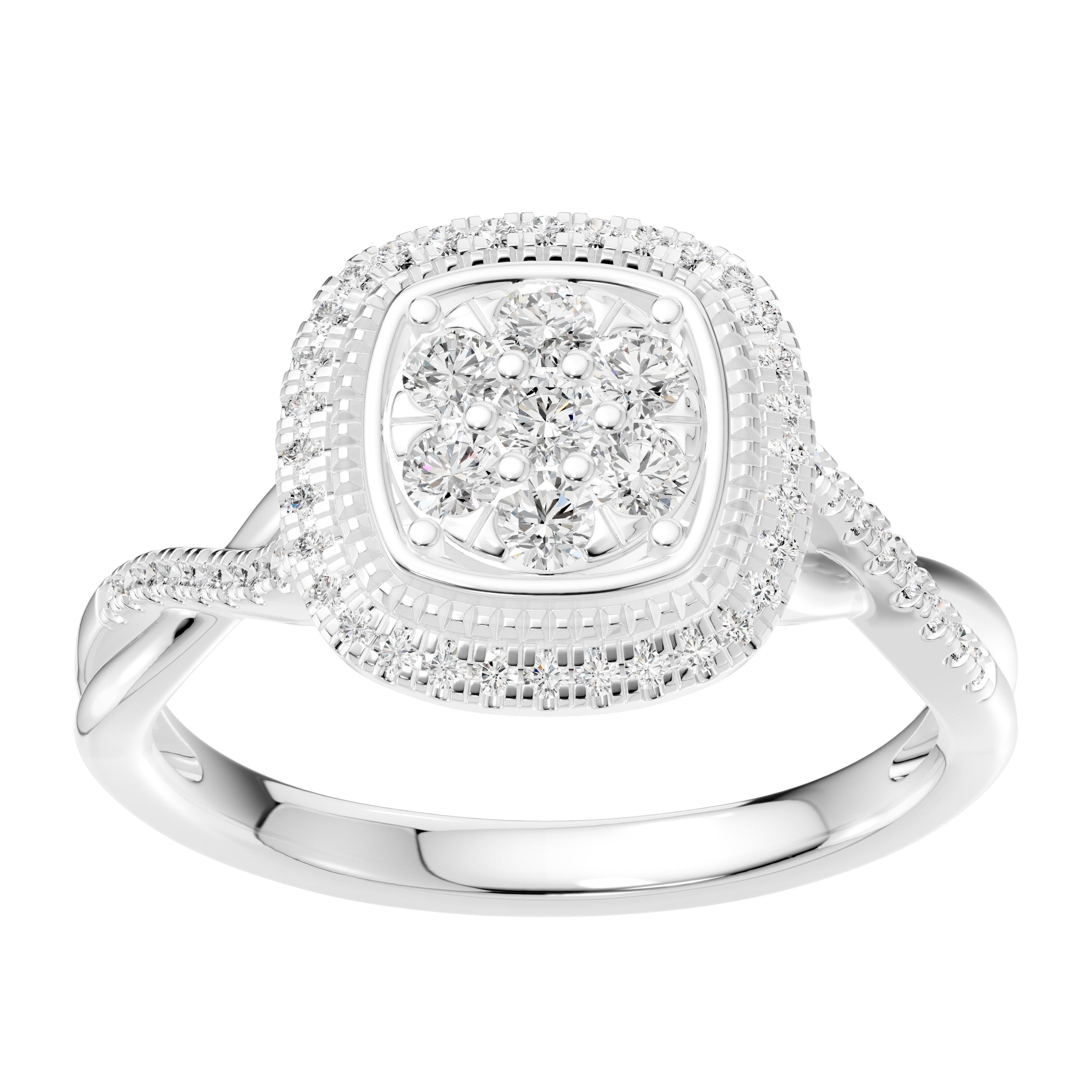 Aeon Elysian Bloom Cushion 0.50Ct Lab Grown Diamond Cluster Halo Ring