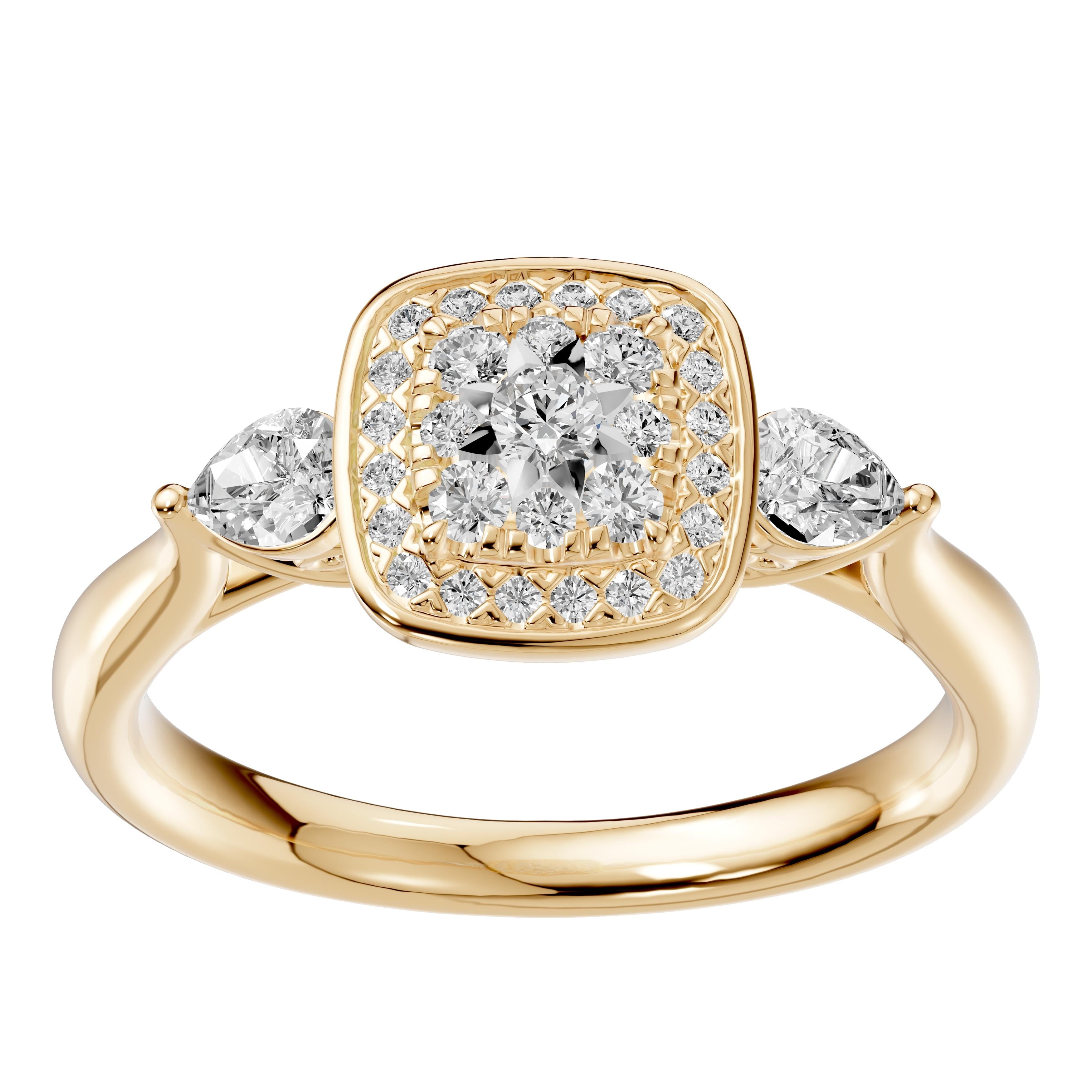 Aeon Eternal Blossom Cushion 0.60Ct Lab Grown Diamond Cluster Halo Ring