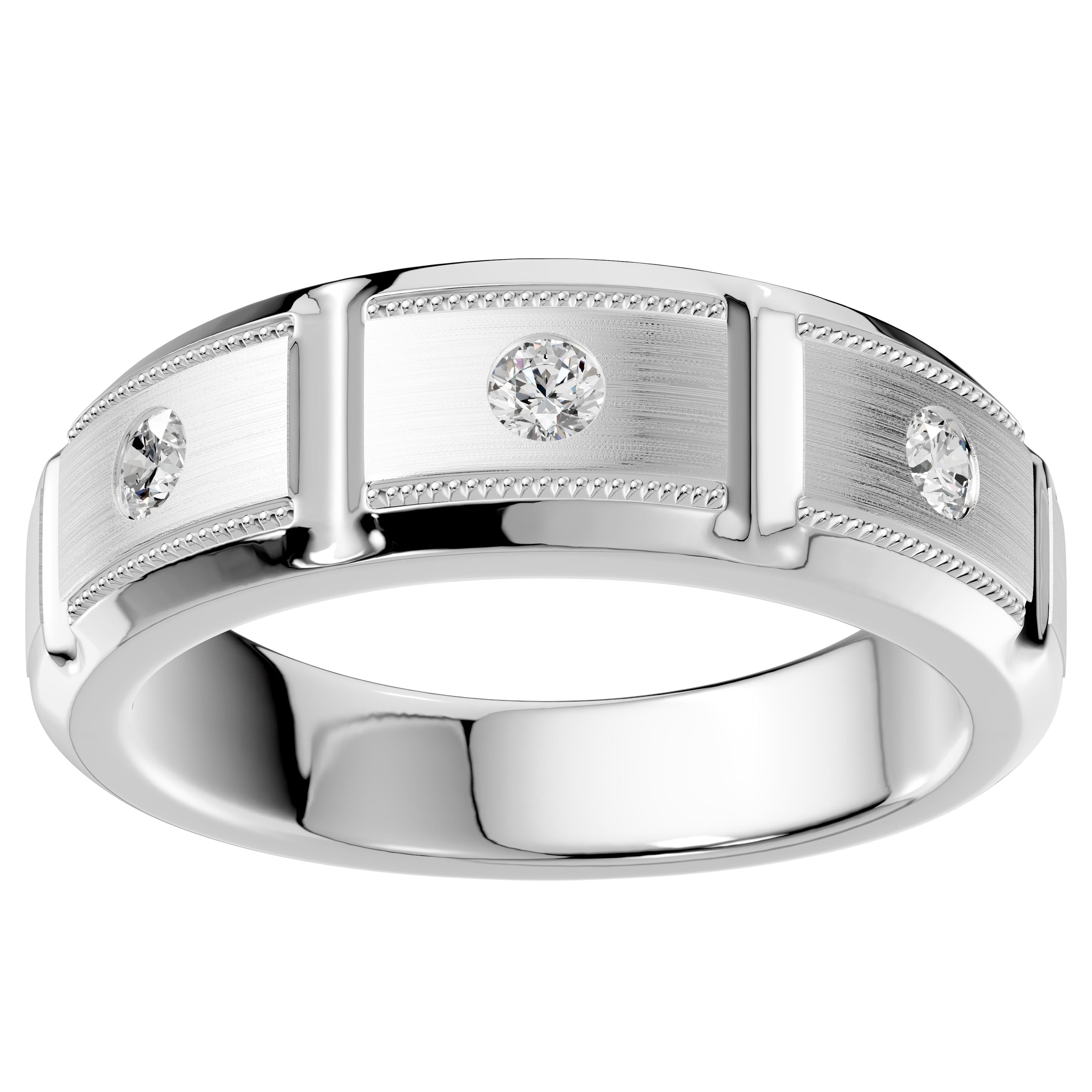 Aeon Sterling Silver Mens .33Cttw Lab Grown Diamond Wedding Band