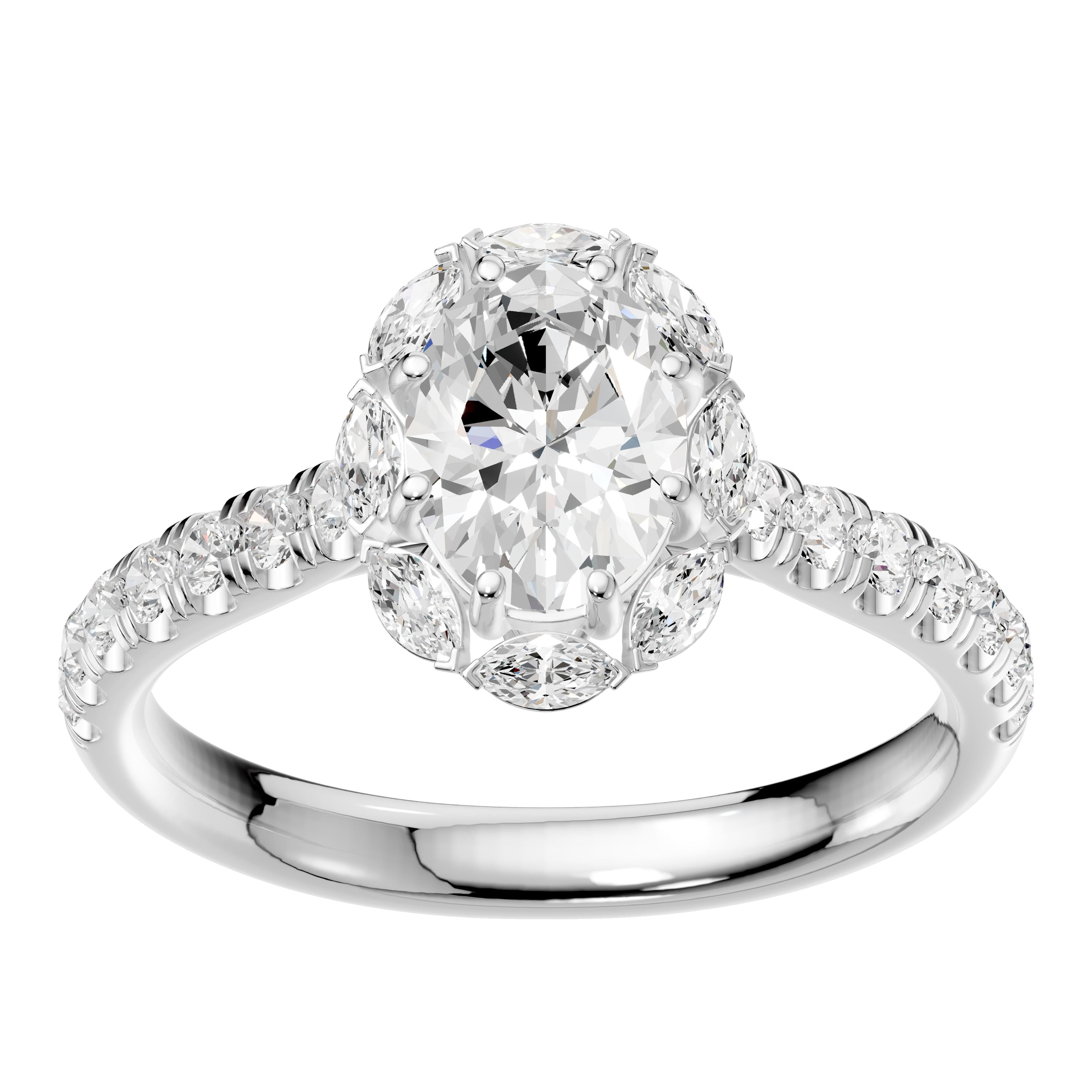 Aeon Nova Dazzle Oval 1.50Ct Lab Grown Diamond Halo Ring