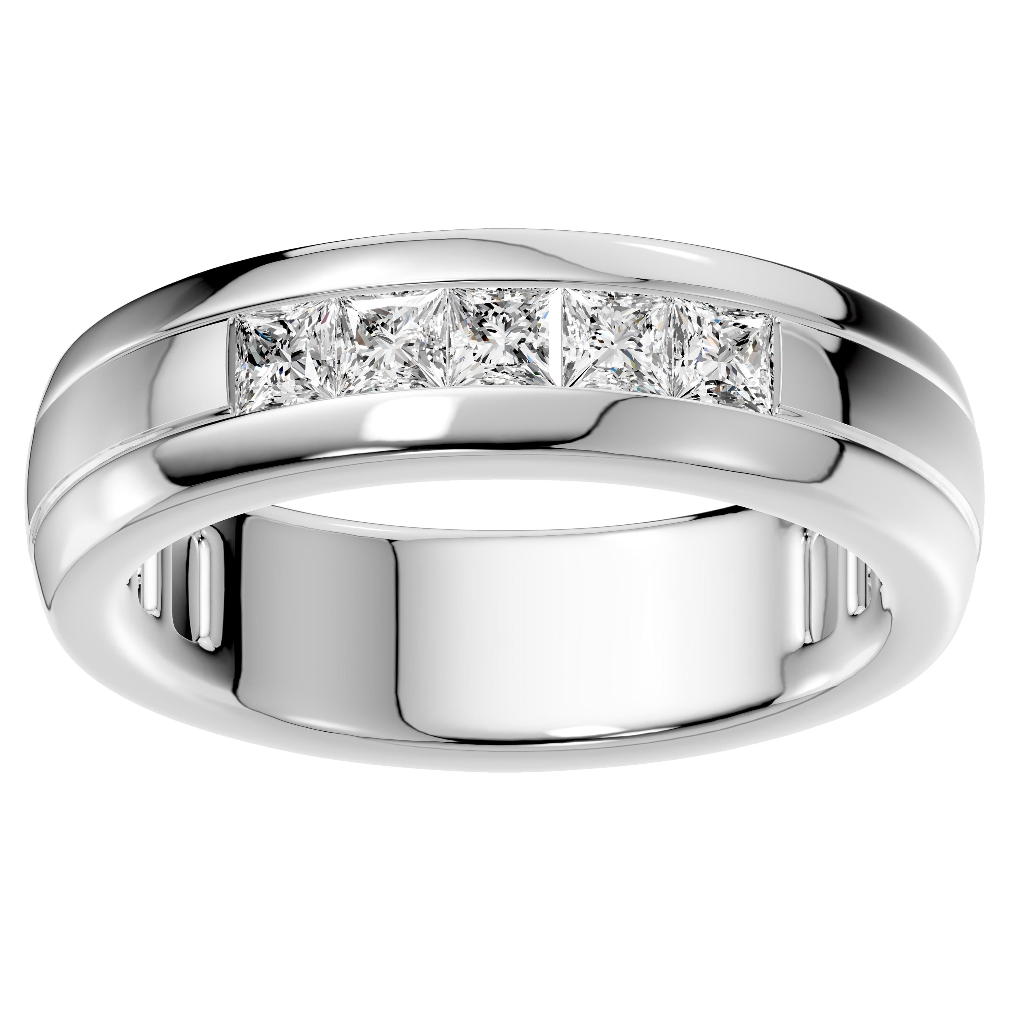 Aeon Sterling Silver Mens .75Cttw Lab Grown Diamond Wedding Band