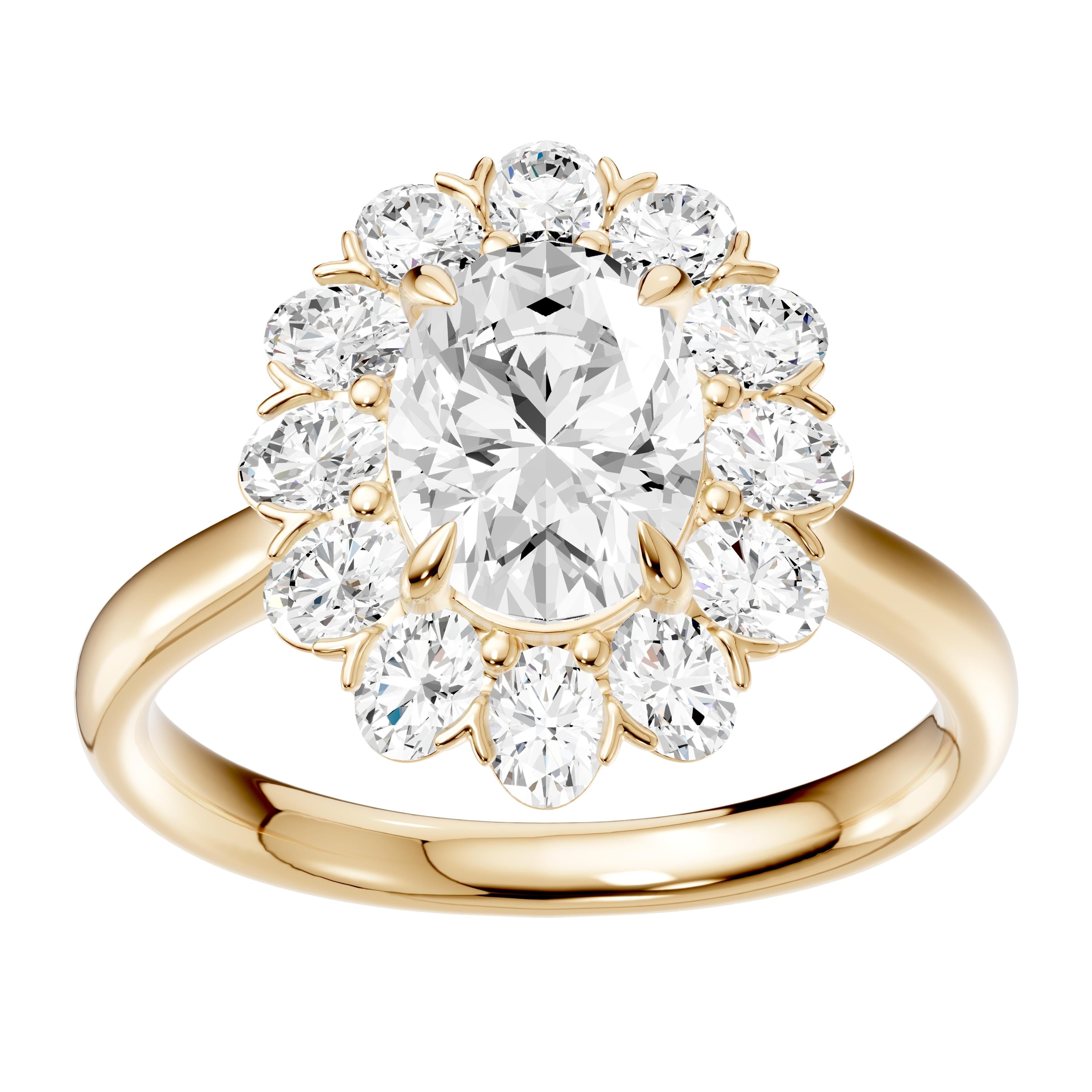 Aeon Seraphine Spark Oval 2.50Ct Lab Grown Diamond Cluster Double Halo Ring