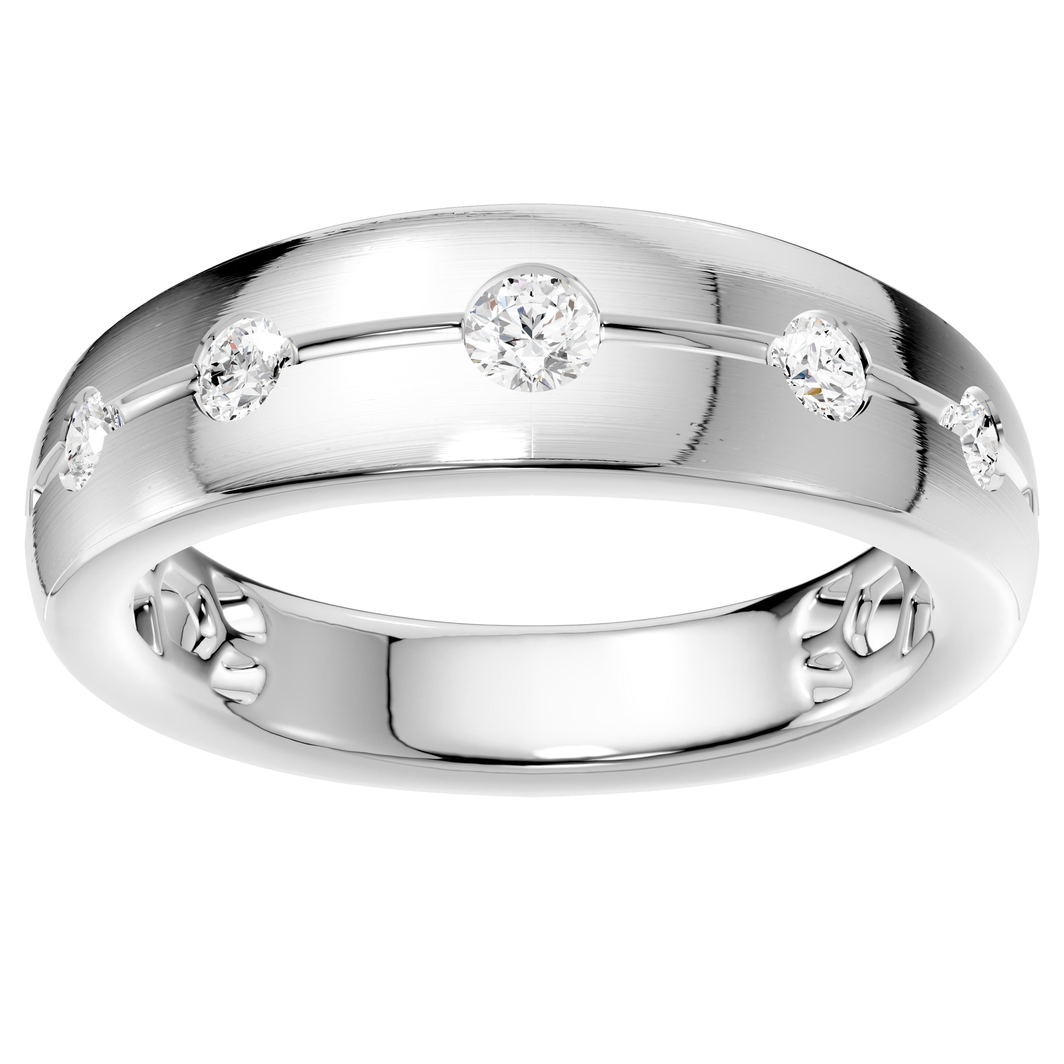 Aeon Sterling Silver Mens .50Cttw Lab Grown Diamond Wedding Band