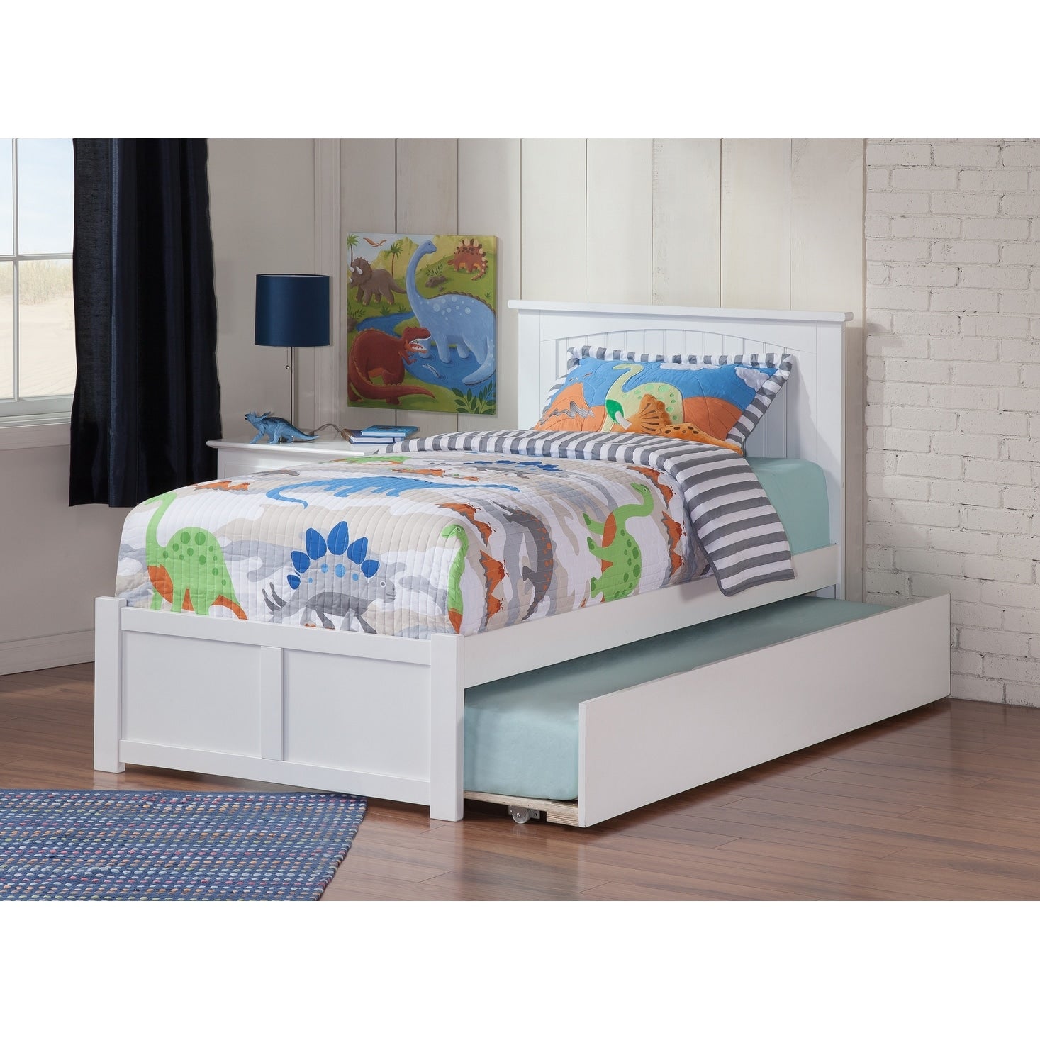 Atlantic Nantucket White Twin Flat Panel Footboard Trundle Bed