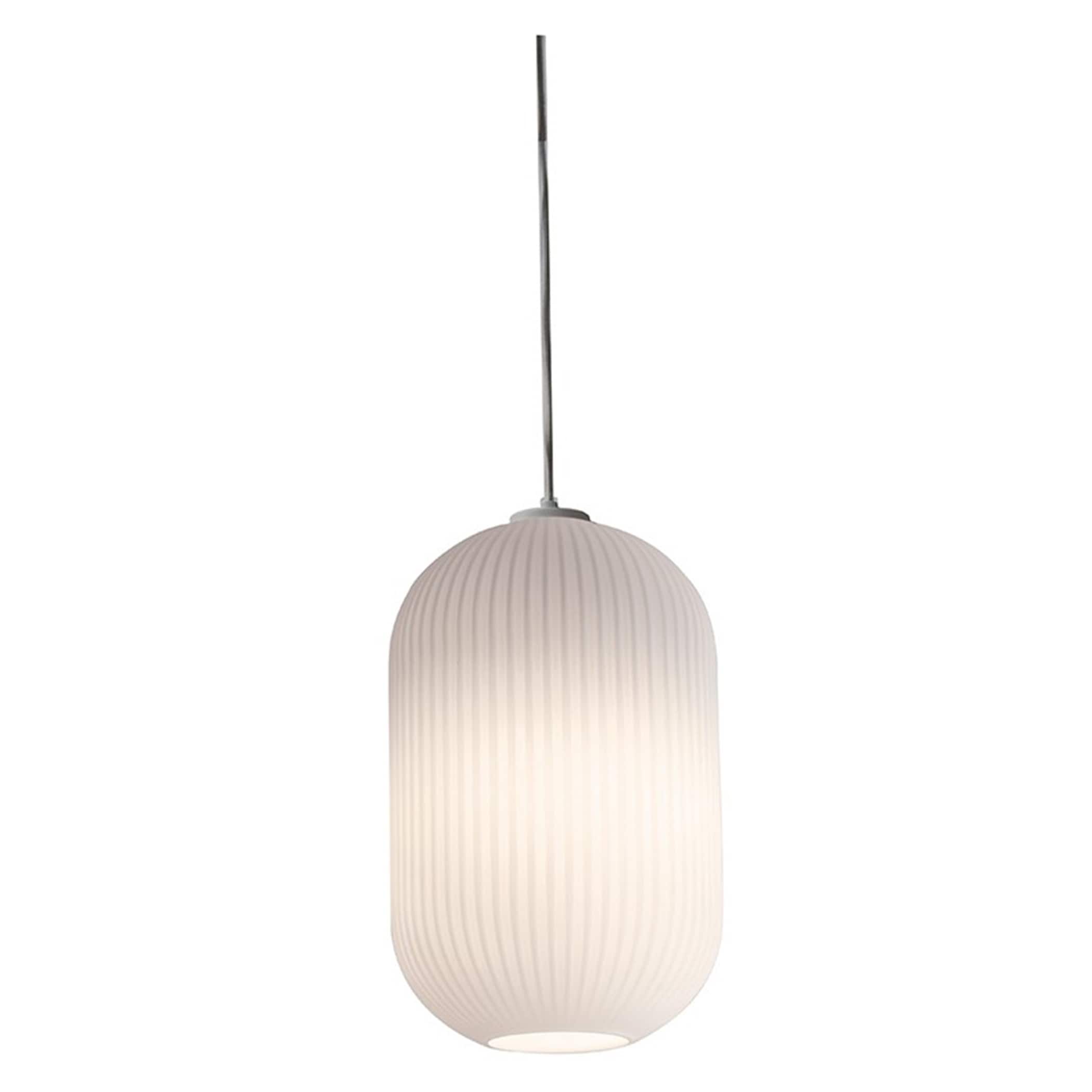 Afx Callie 15 Inch White Pendant Frosted Ribbed White Glass Shade