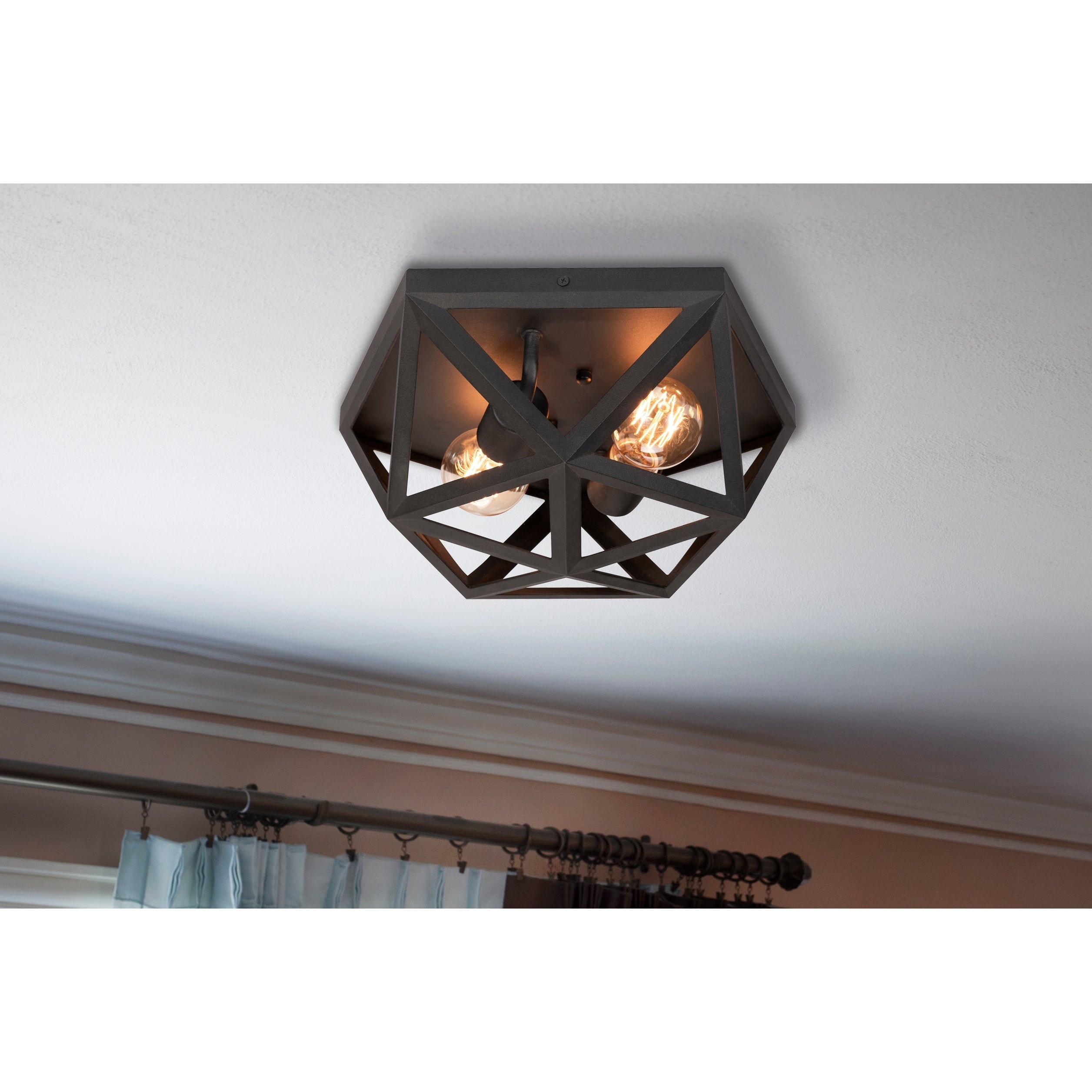 Afx Kai 2 Light Black Flush Mount