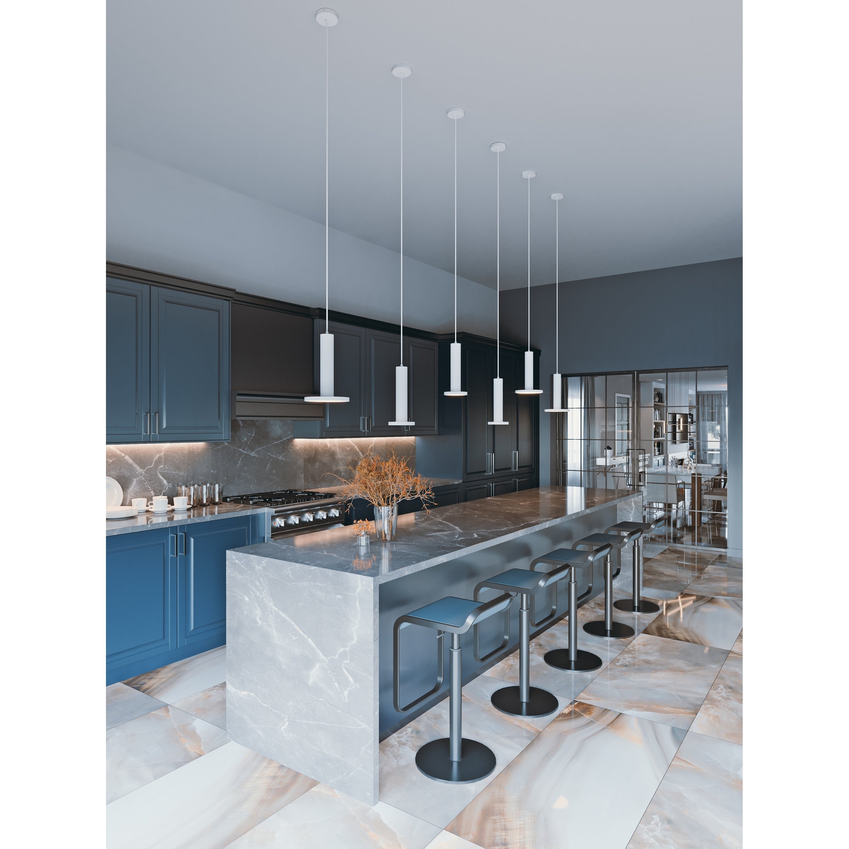 Afx Luna Led Pendant With White Acrylic