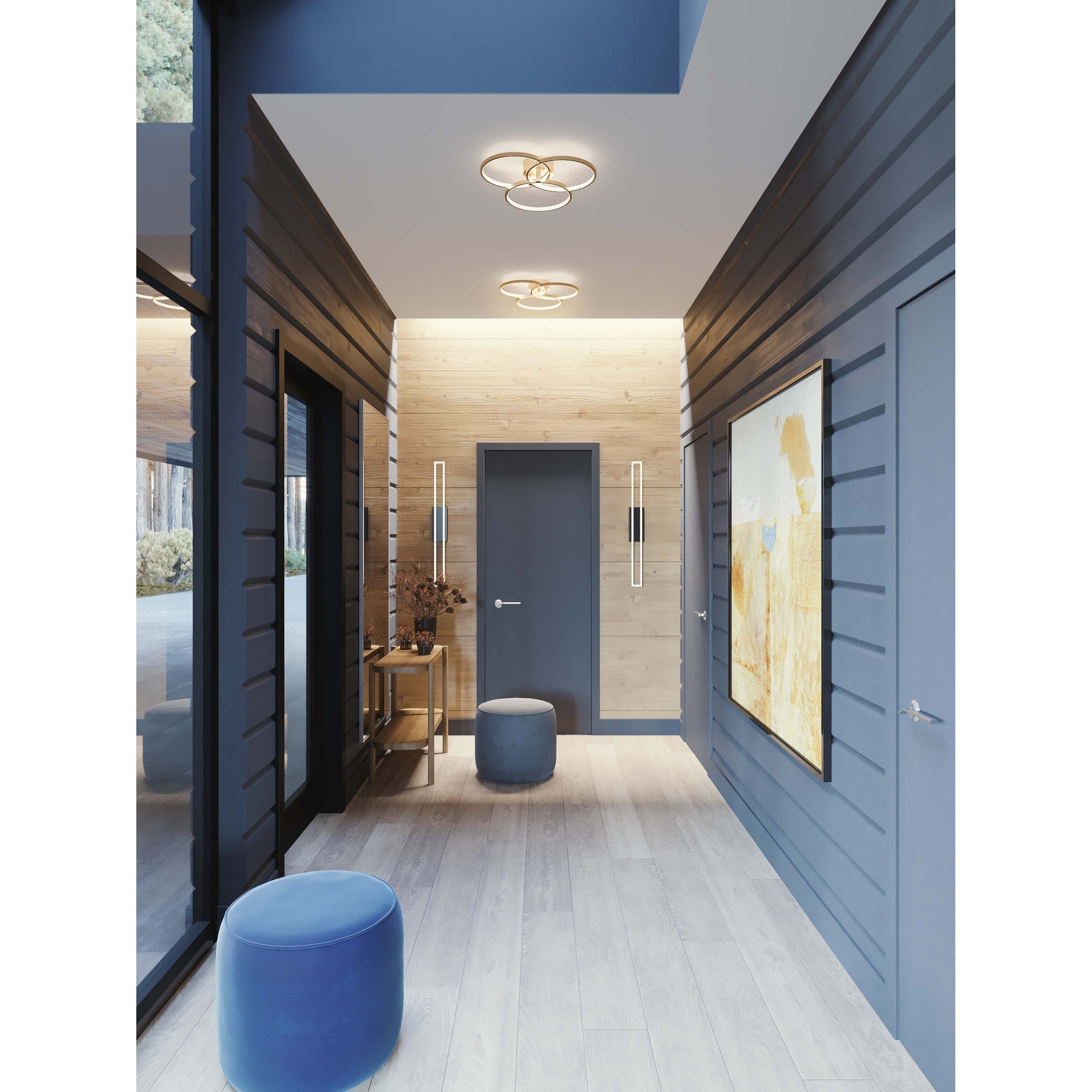 Afx Theo 2 Light Black Flush Mount