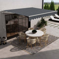 Aleko Retractable Home Patio Canopy Awning 12 X 10 Feet Grey Color