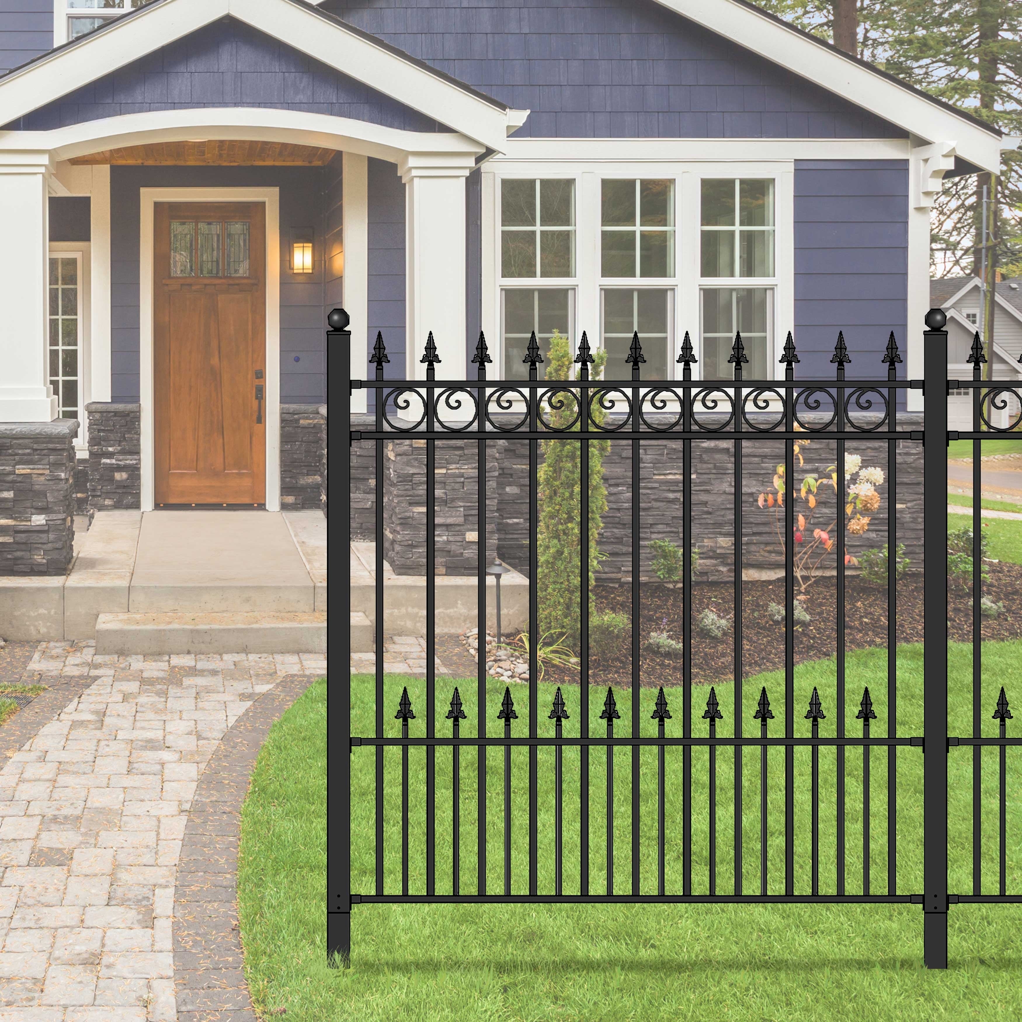 Aleko Prague Style Diy Iron Wrought Steel Fence 5.5 X 5