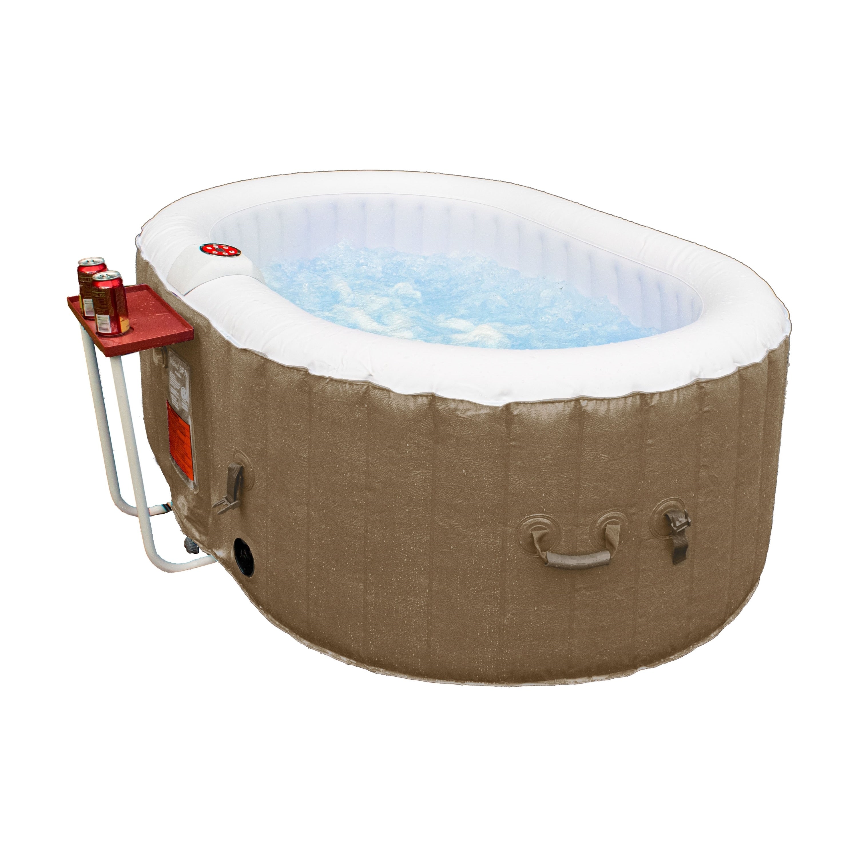 Aleko Inflatable Hot Tub With Drink Tray Cover 2 Person Brown White