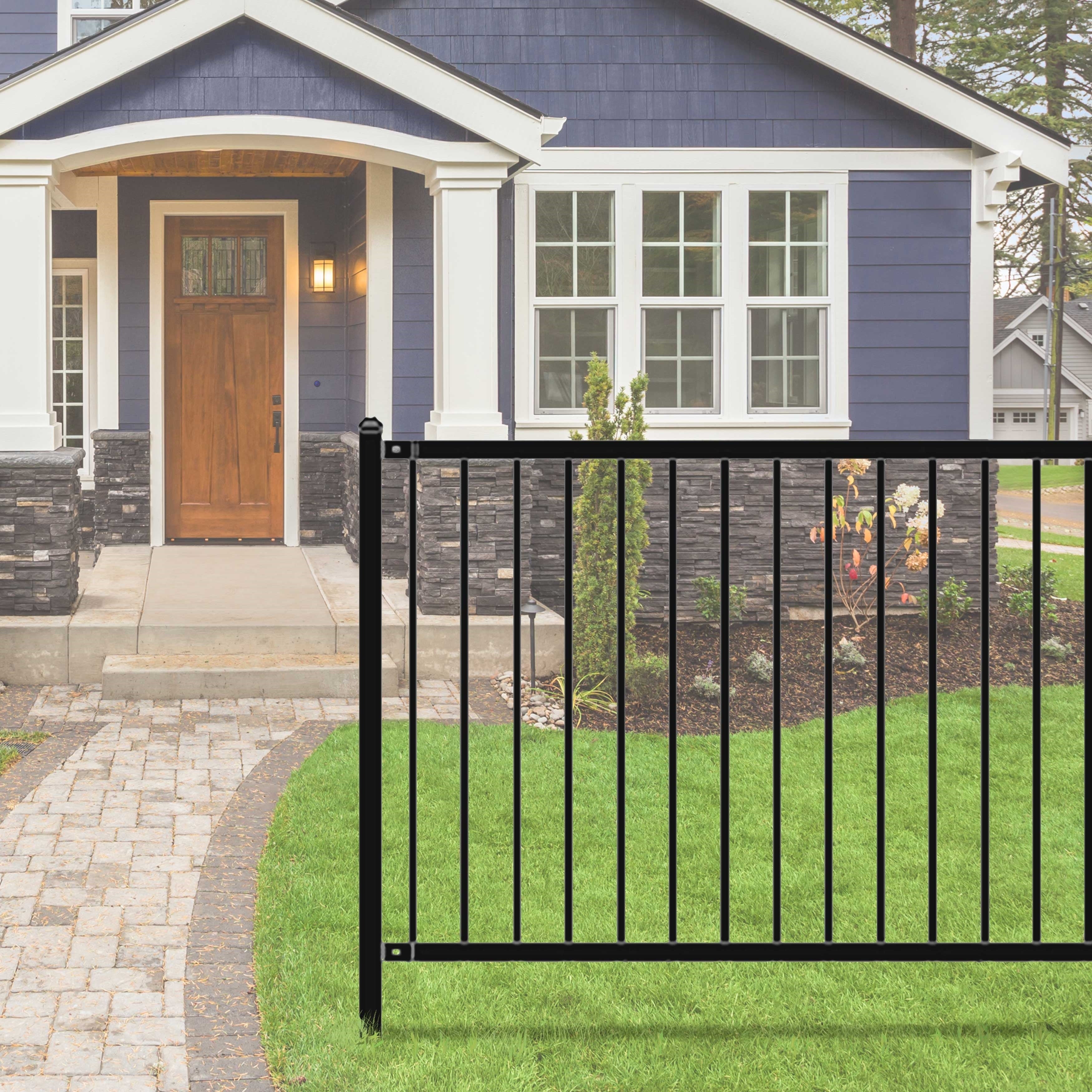 Aleko Lyon Style Self Unassembled Steel Fence 8 X 4 Black