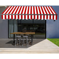 Aleko Black Frame Motorized Retractable Home Patio Canopy Awning 20X10 Red White