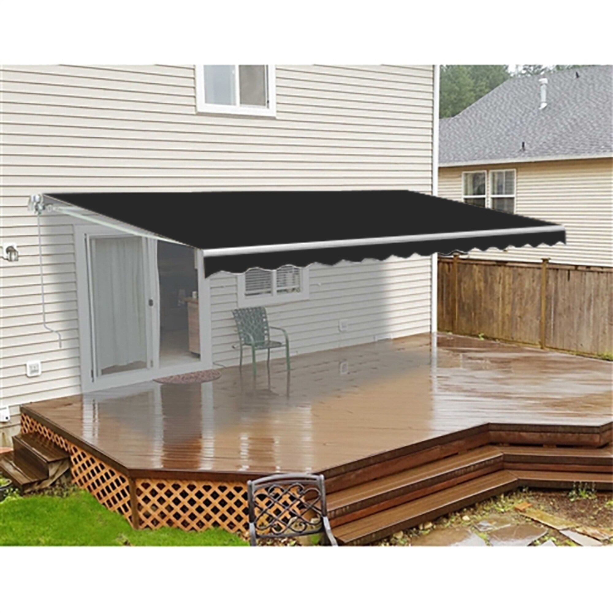 Aleko Retractable 16 X 10 Ft Motorized Home Patio Canopy Awning Black