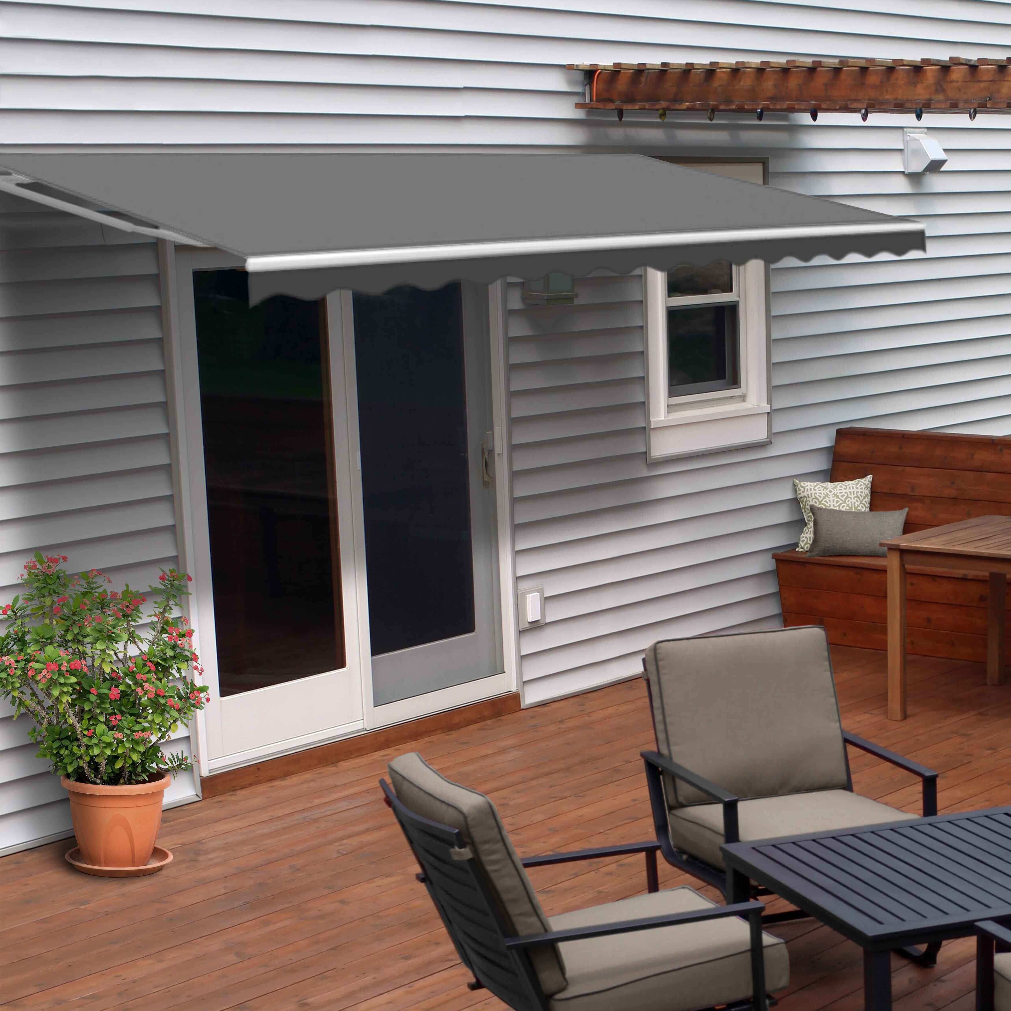 Aleko Retractable Motorized Home Patio Canopy Awning 20 X 10 Feet Grey