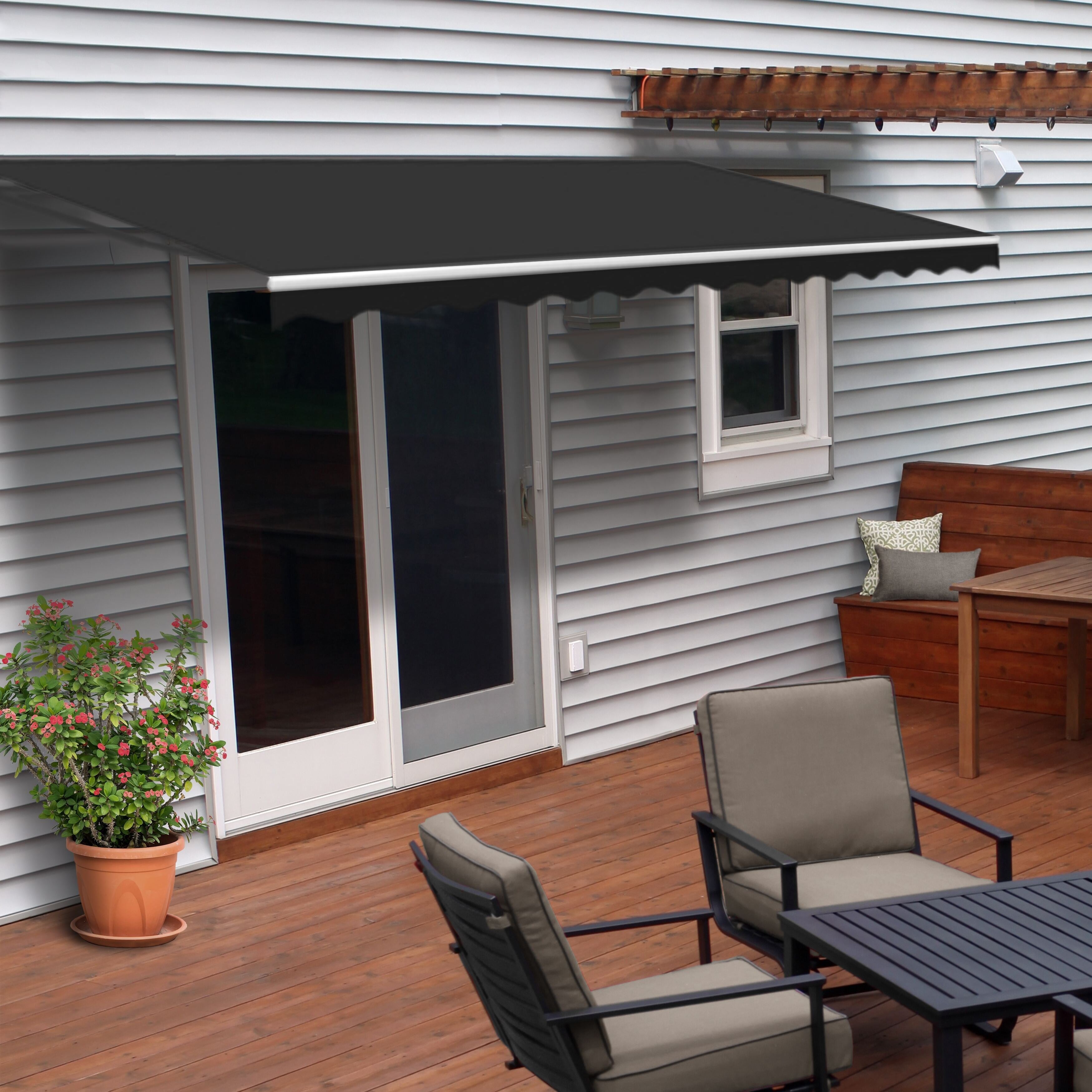 Aleko Retractable Motorized Home Patio Canopy Awning 13X10 Feet Black