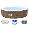 Aleko Round Inflatable Hot Tub With Cover 6 Person Brown And White