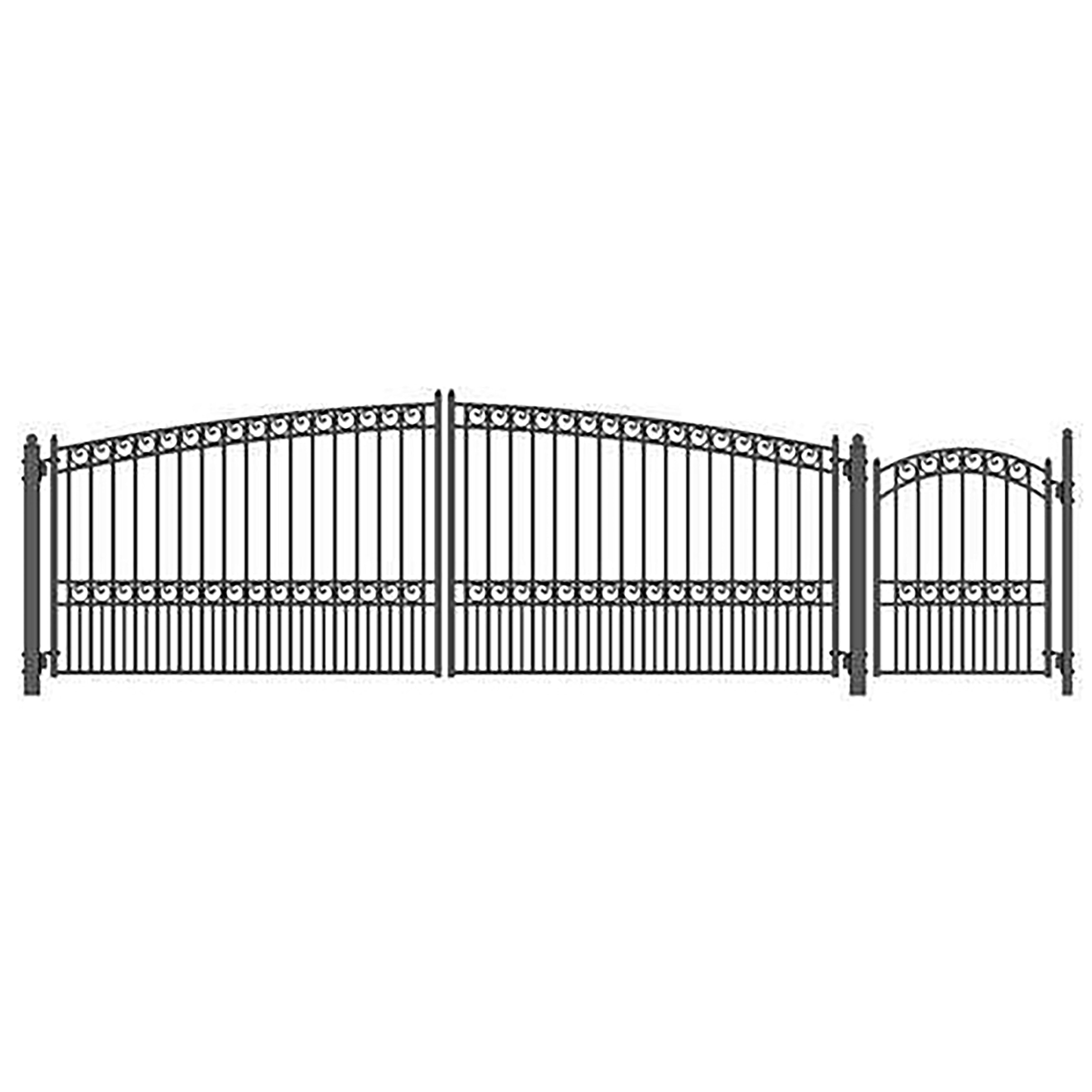 Aleko Set Of Paris Style Steel Swing Dual Driveway 16 Ft With Pedestrian Gate 16 Ft X 6 Ft 5 Ft X 4 Ft
