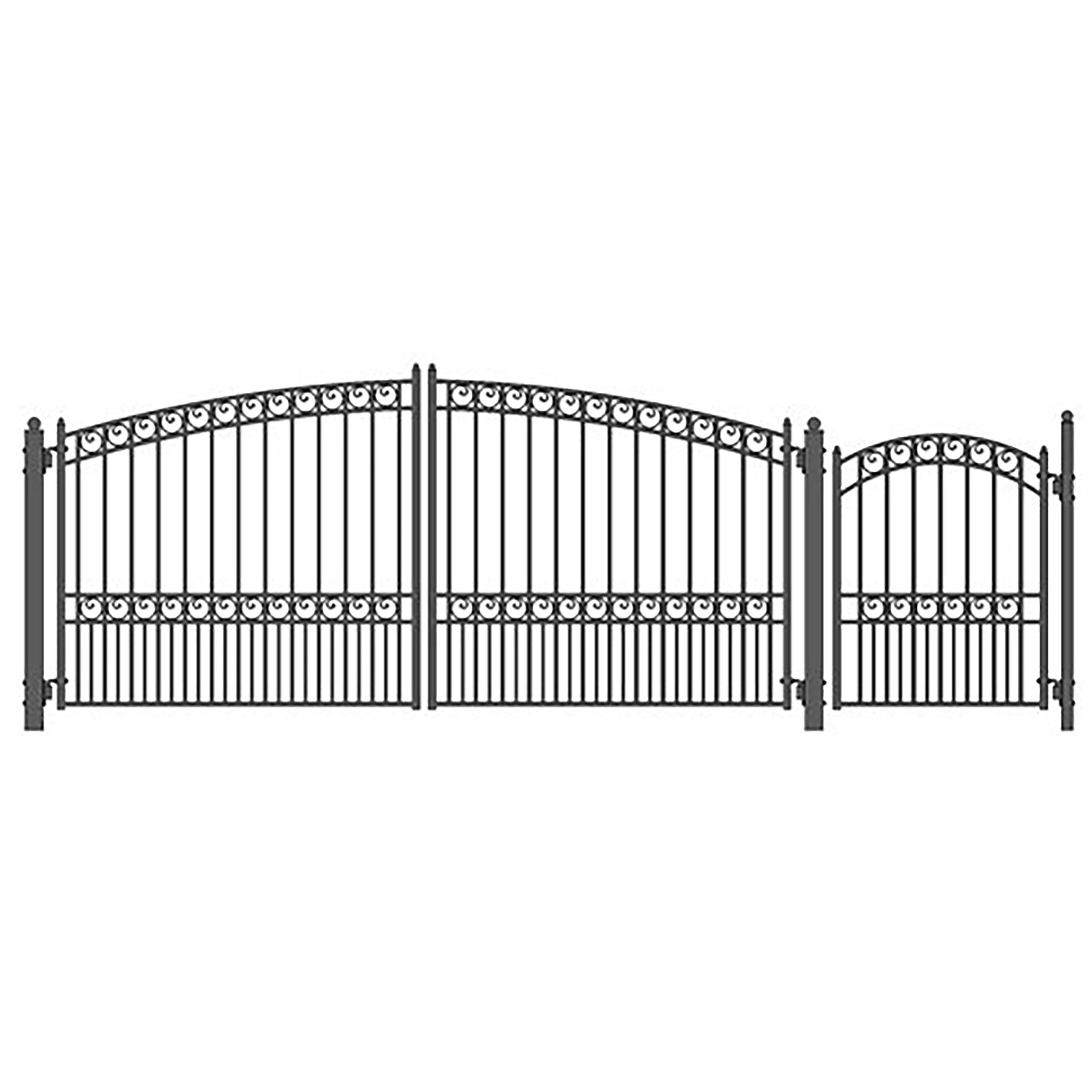Aleko Steel Dual Paris Style Driveway 14 Ft With Pedestrian Gate 14 Ft X 6 Ft 5 Ft X 4 Ft
