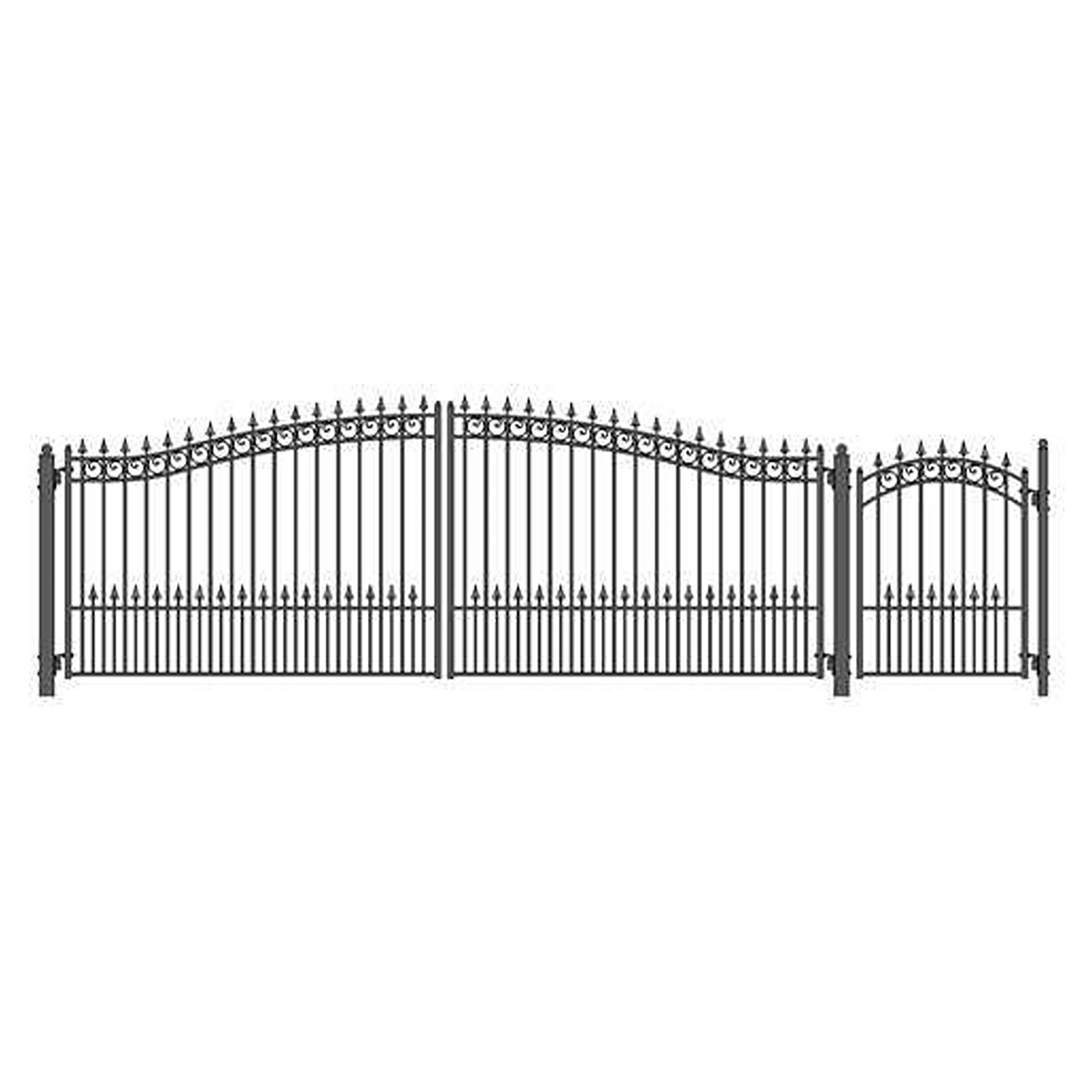 Aleko Steel Dual Prague Style Driveway 16 Ft With Pedestrian Gate 16 Ft X 6 Ft 5 Ft X 4 Ft