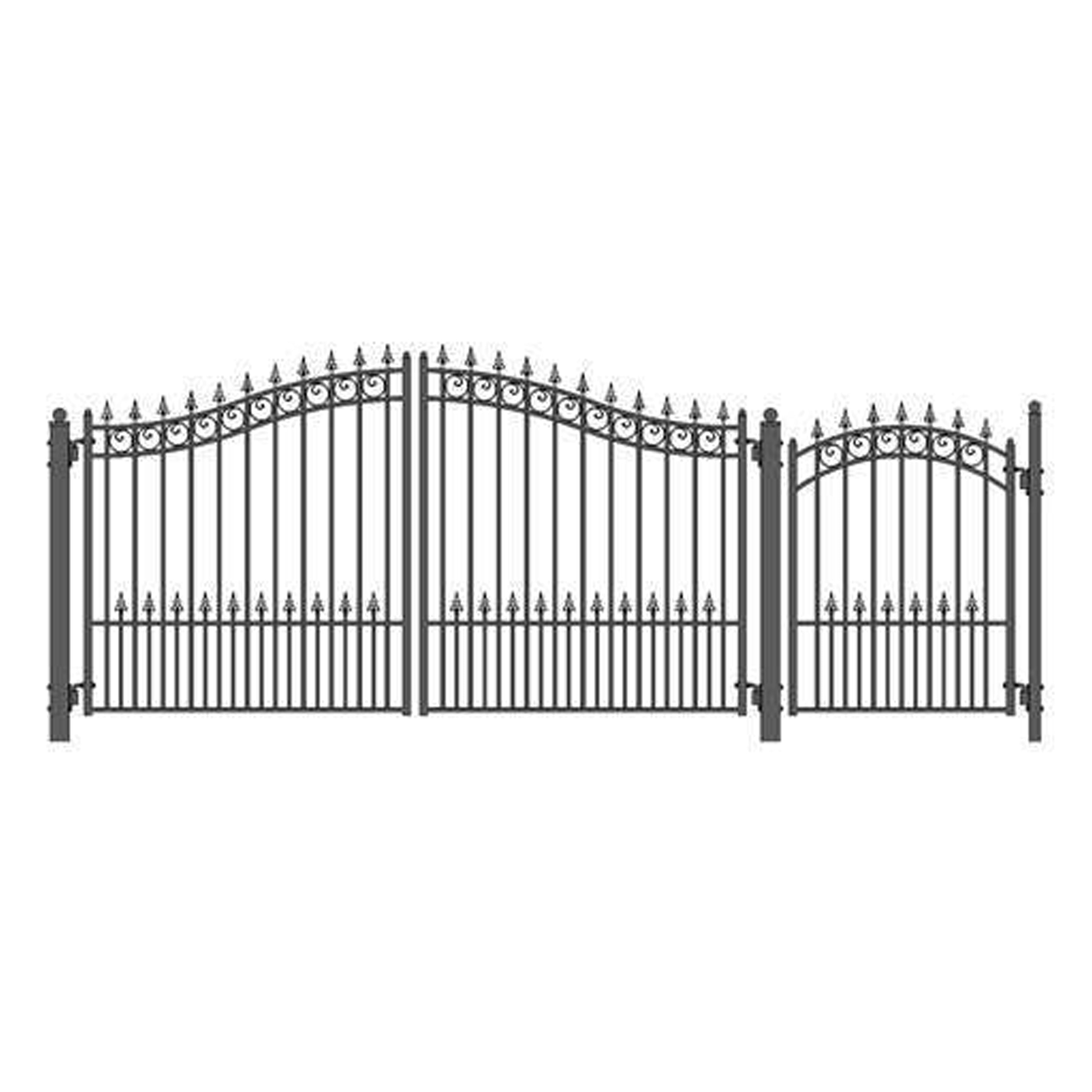 Aleko Steel Dual Prague Style Driveway 14 Ft With Pedestrian Gate 14 Ft X 6 Ft 5 Ft X 4 Ft