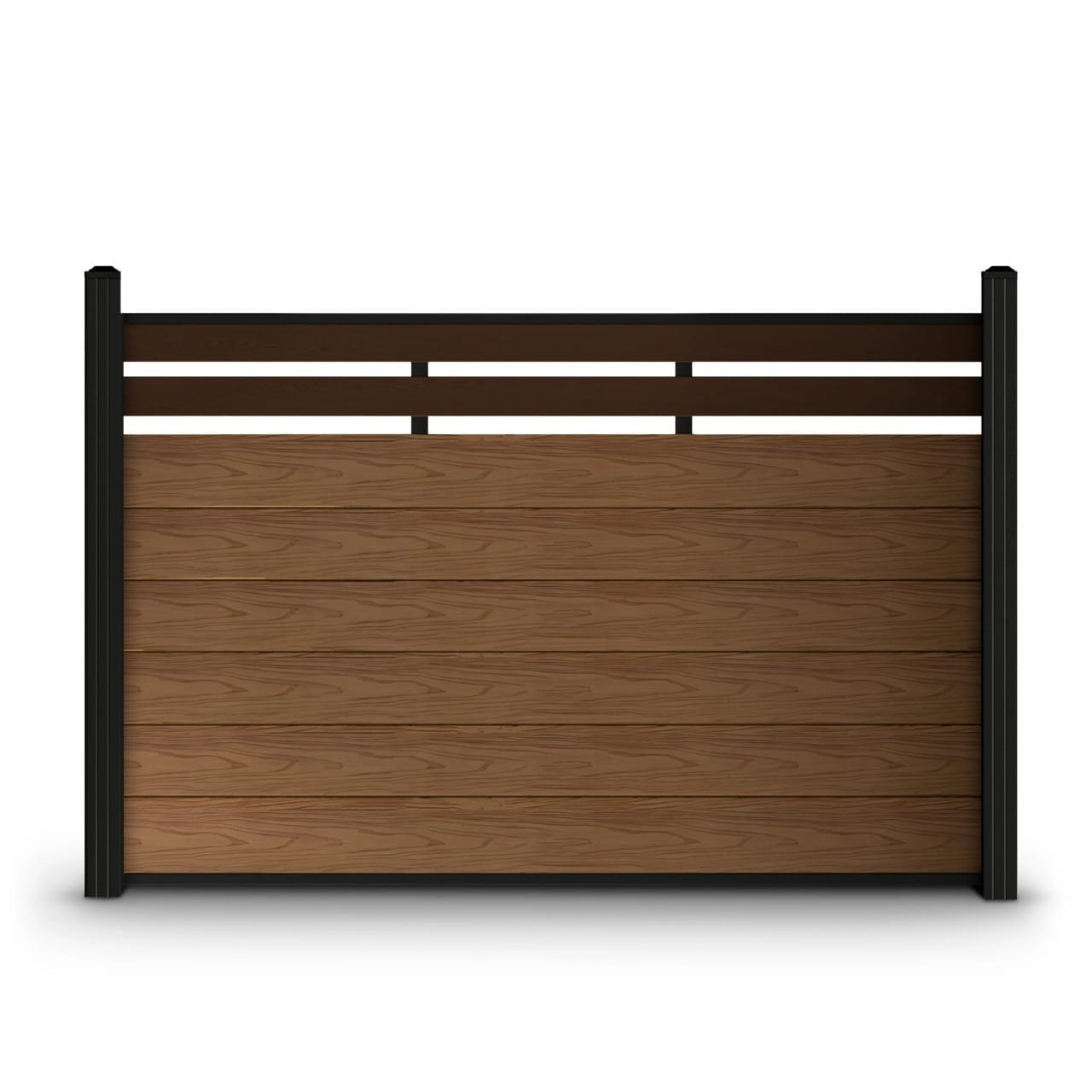 Aleko S Charlotte Series Wpc Composit Private Fence Panel With Aluminum Post And Post Cap