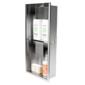 Alfi Brand 12 X 24 Polished Stainless Steel Vertical Double Shelf Bath Shower Niche Grey